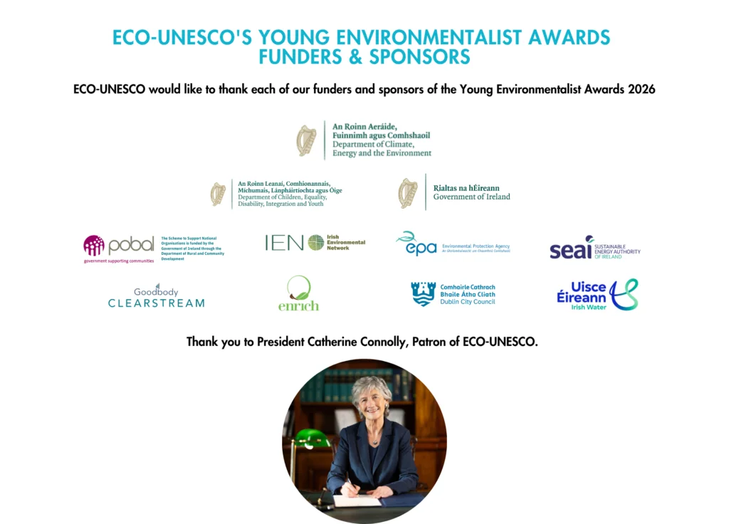 Young environmentalist awards sponsors and funders eco-unesco government of ireland